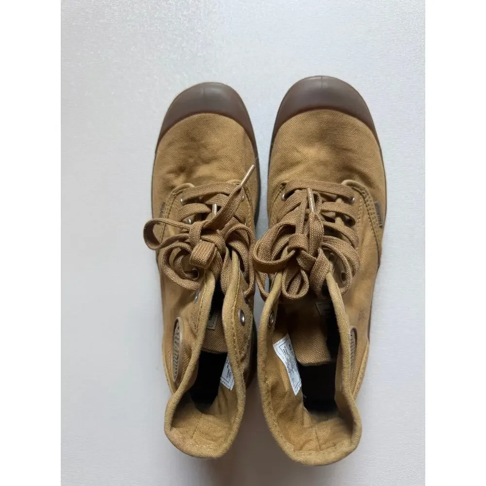 Palladium Men's Woodlin Tan Khaki Pampa Hi Canvas Military-Inspired Boots Size 8
